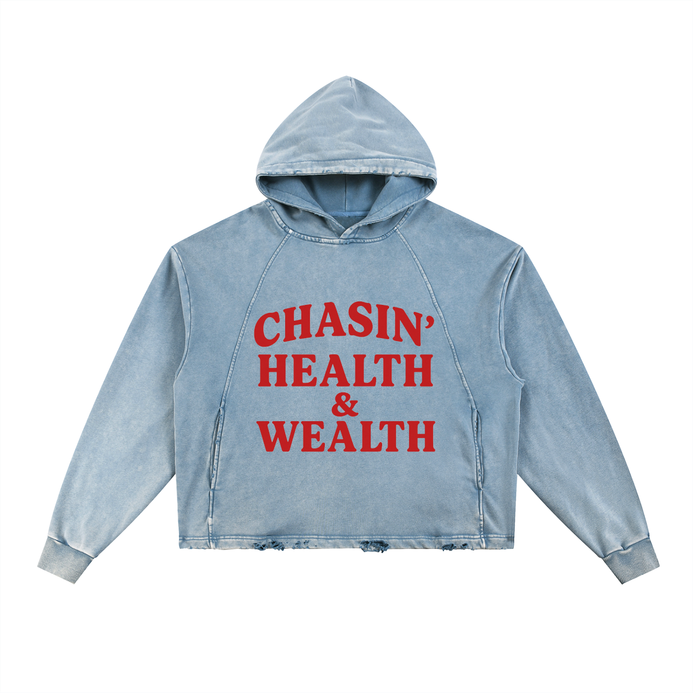 Chasin Health & Wealth Washed Frayed-Hem Hoodie