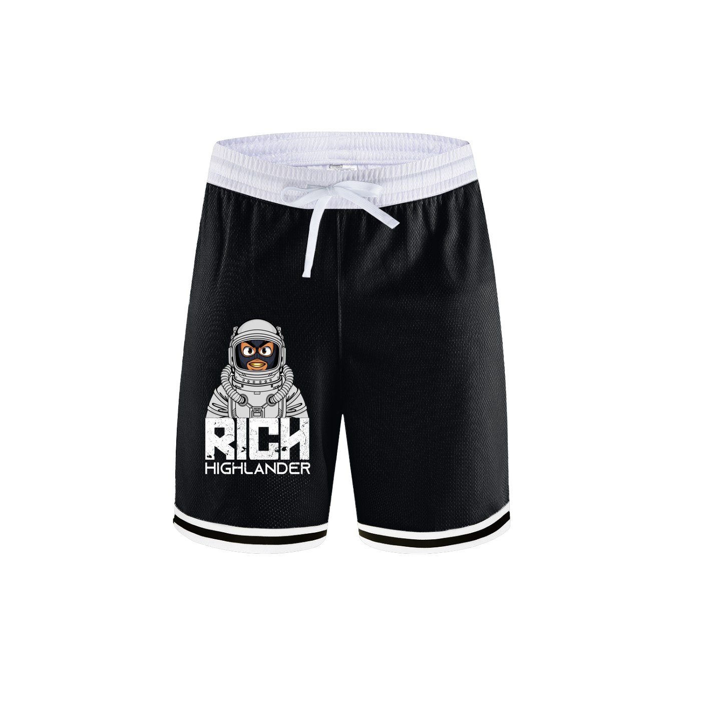 Rich Highlander (Black) Classic Stripe Trim Basketball Shorts