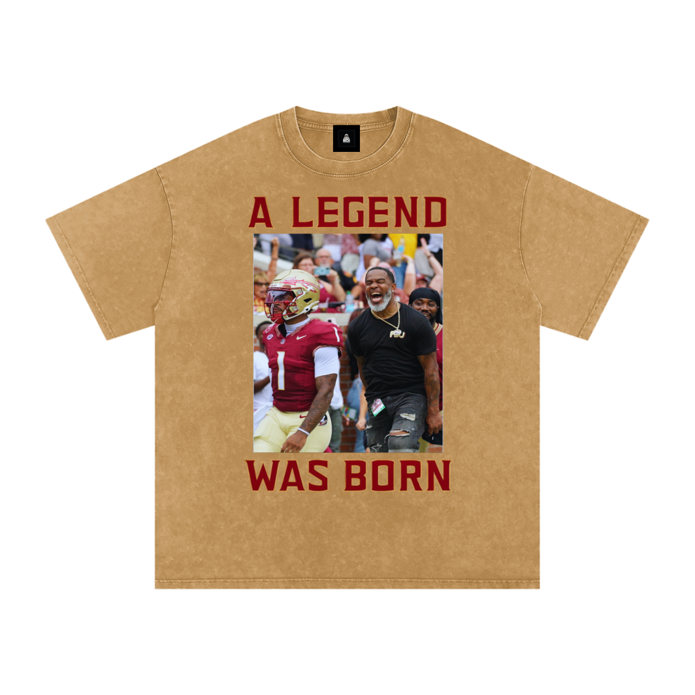 Legend Born (Light Brown) Snow Washed Oversized Cotton T-Shirt