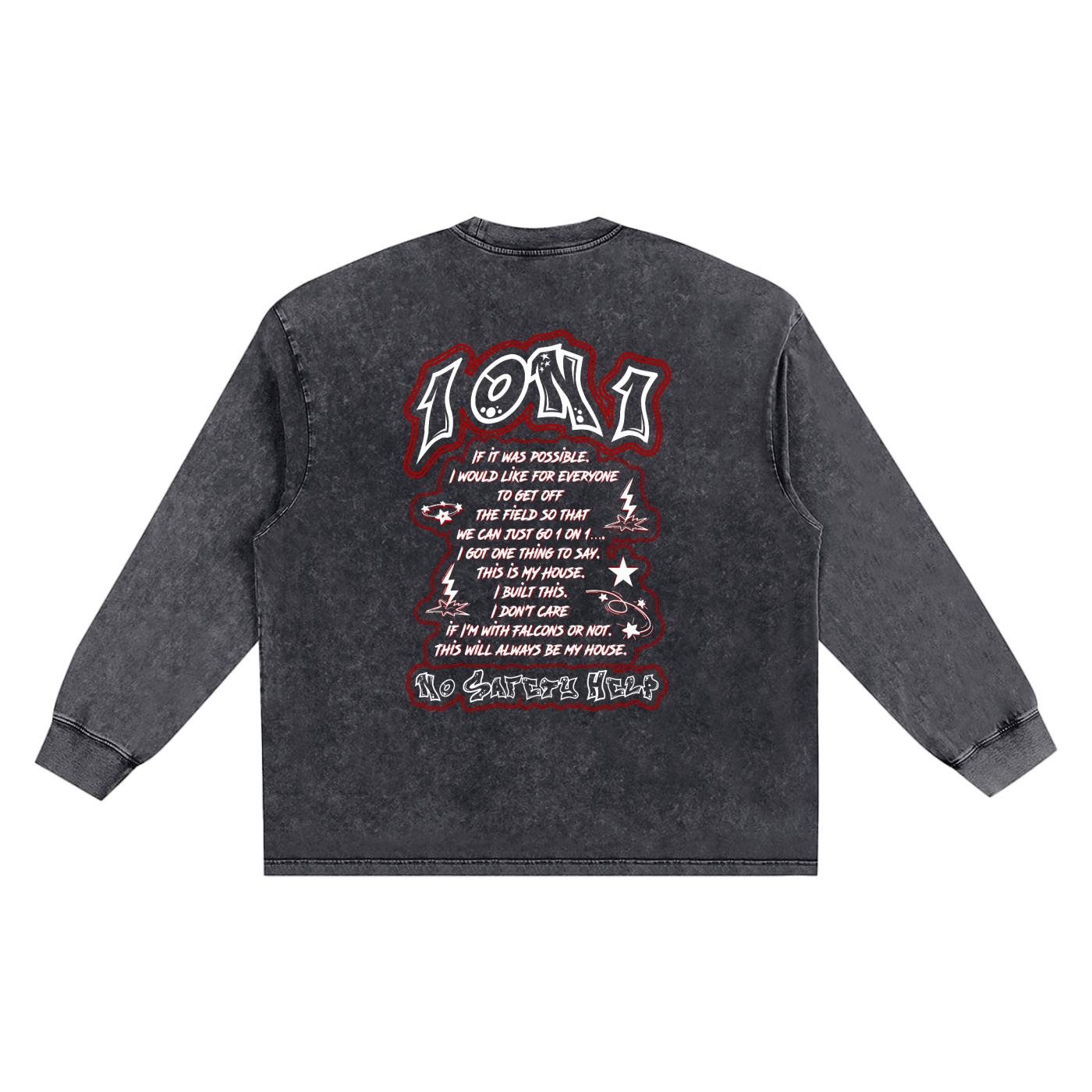 Prime 96 (Black) Snow Washed Oversize Long Sleeve T-shirt
