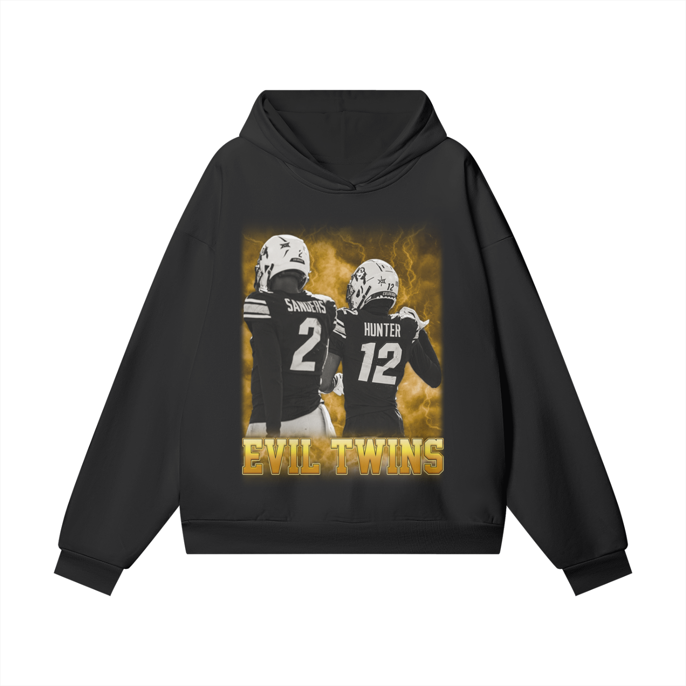 Evil Twins (Black Beauty) Oversize Heavyweight Hidden Pocket Fleece Hoodie - 460 GSM