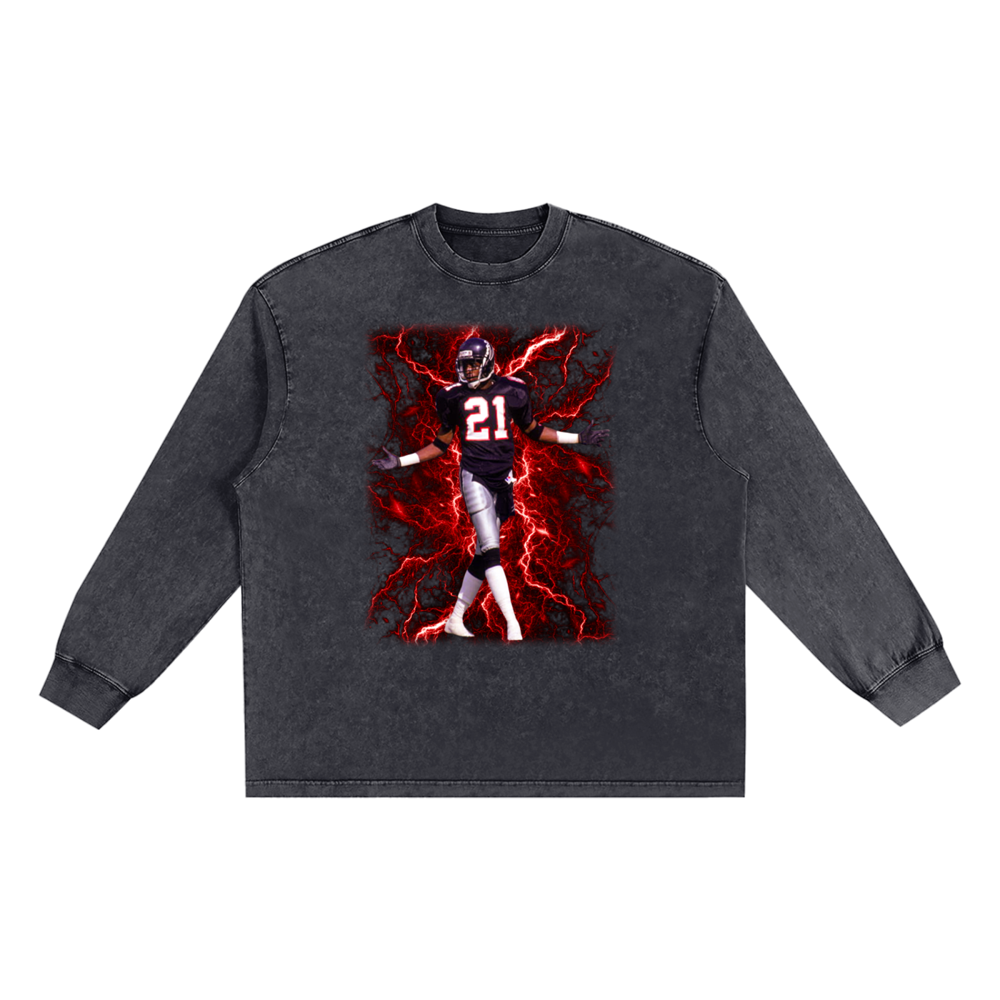 Prime 96 (Black) Snow Washed Oversize Long Sleeve T-shirt