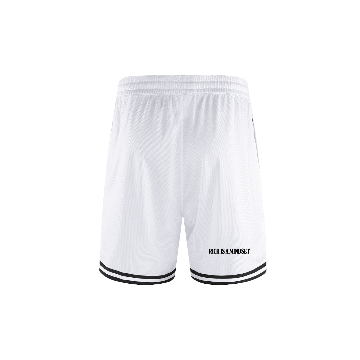 Rich Highlander (White) Classic Stripe Trim Basketball Shorts